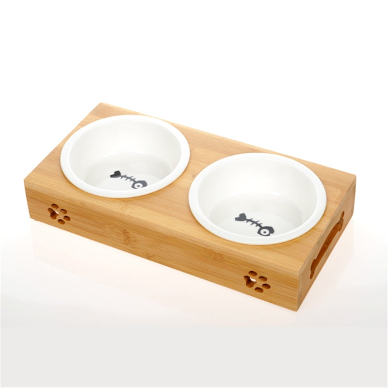 Ceramic or Stainless Steel Anti-Skid Double Bowl